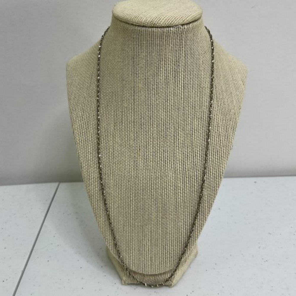 Merlite Chain Necklace Silver Tone Twist Vintage 24 Inch Thin Dainty Long  Used,